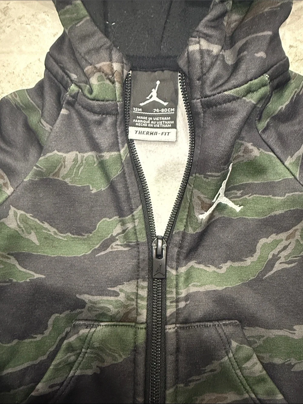 Jordan Kids' Camo Zip Hoodie - Black & Green